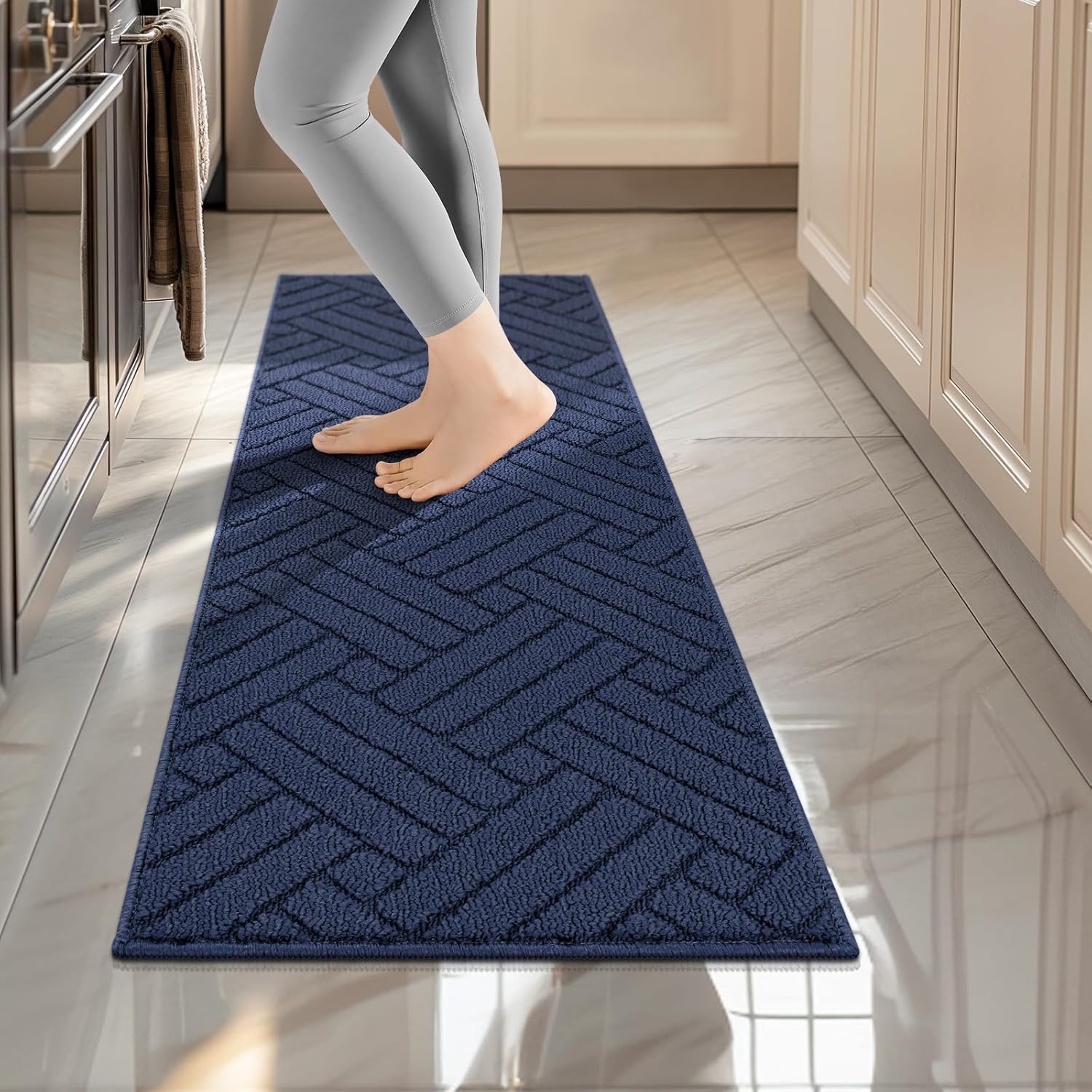 Kitchen Rugs and Mats for Floor,Kitchen Runner Rug 20″x59″ Non Skid Absorbent Resist Dirt Comfort Standing Mat for Entryway,Hallway, Front of Sink, Machine Washable,Blue Kitchen Rugs and Mats for Floor,Kitchen Runner Rug 20″x59″ Non Skid Absorbent Resist Dirt Comfort Standing Mat for Entryway,Hallway, Front of Sink, Machine Washable,Blue