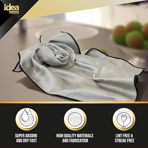 Miniatura 2 de Idea Home Paño de limpieza de microfibra de vidrio con material absorbente y sin pelusas, paño grande para pulir copas de vino, productos de