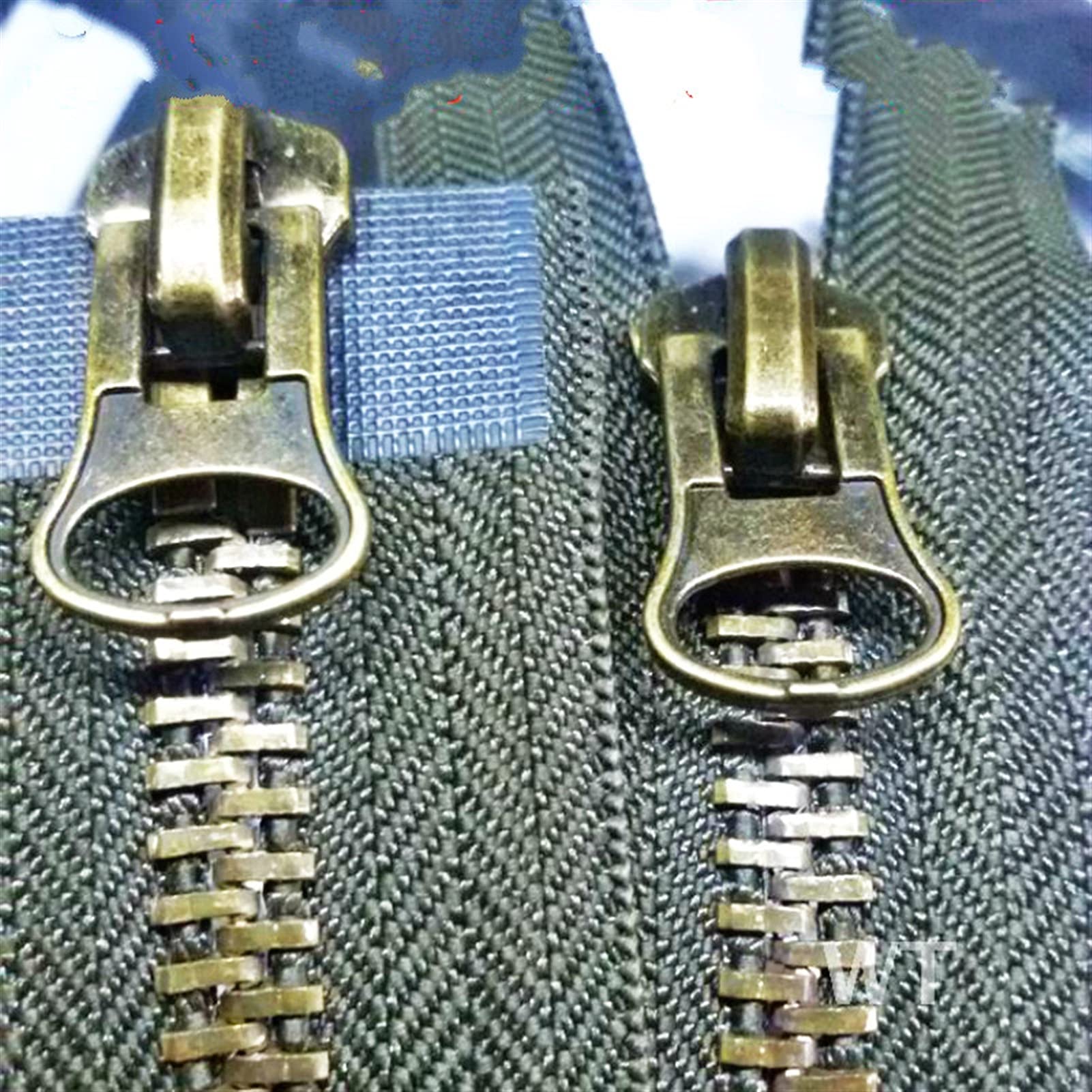 Lnanqing-Reißverschlüsse 8# 2pcs / Lot Vintage Bronze Reißverschluss Metall Double End Slider Schwarz Armee Grün Für Kleidung Nähzubehör, Vielseitig und langlebig