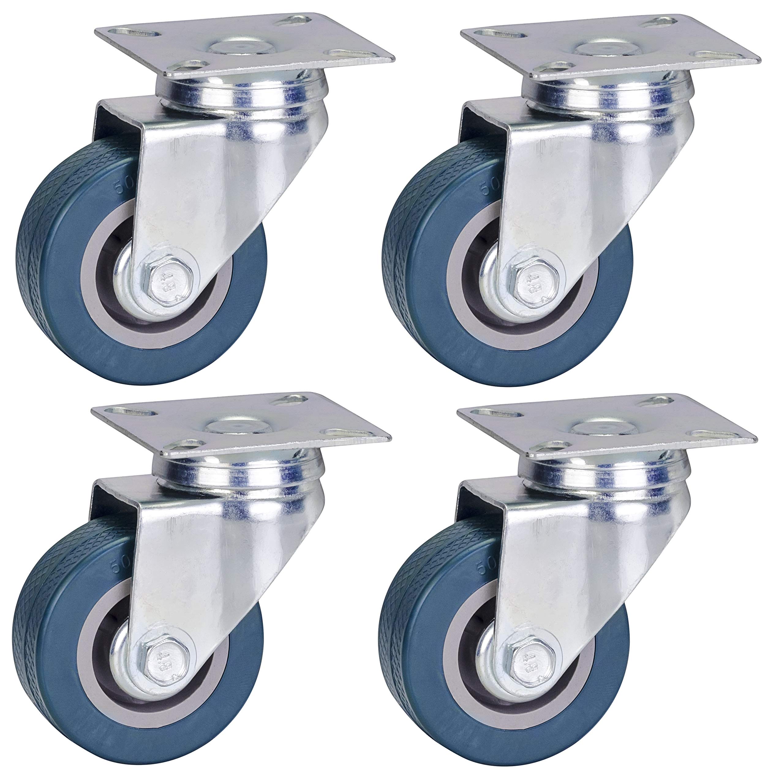 Buy 50mm Non Marking Grey Hard Rubber Castors Top Plate Fitting