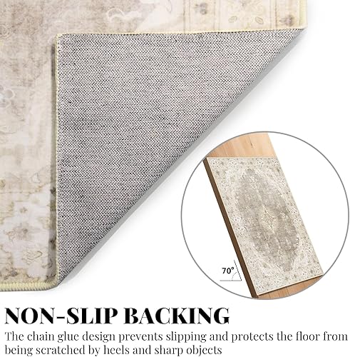 Miniatura 44 de MUJOO - Alfombra de 8 x 10 pies para sala de estar, grande, lavable, bohemio, para dormitorio, antideslizante, abstracto, suave, de pelo corto
