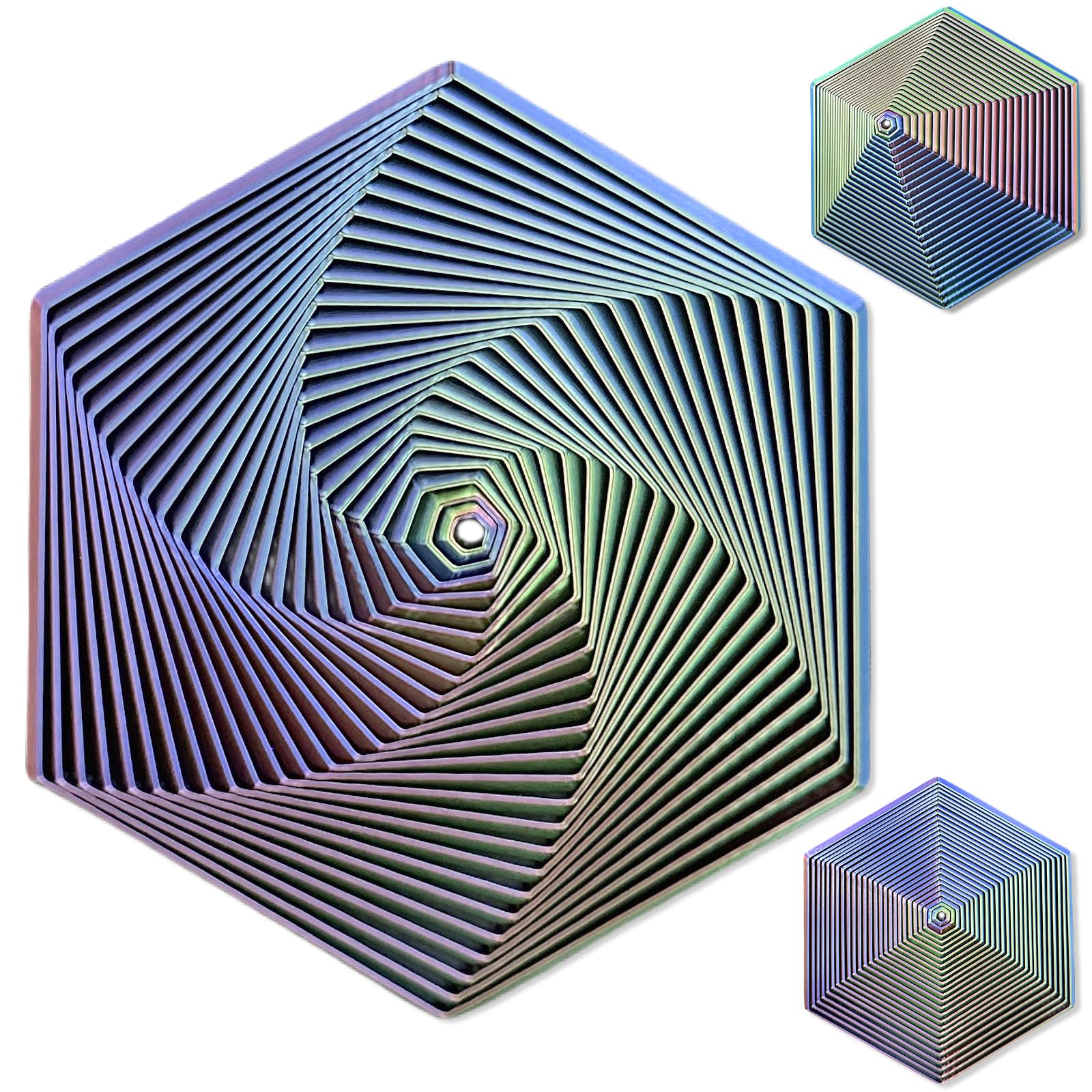Echehi Gradient Fractal Fidget Hexagons for Kids Adults 3D Spiral Visual Design Relieve Anxiety, Release Rtress Toys. Gradient Purple