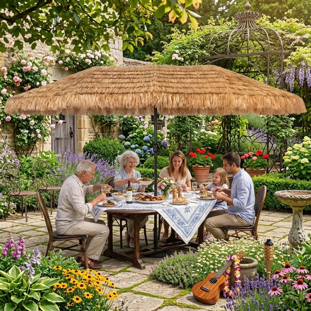 RELAX4LIFE Parasol Double Hawaïen Exotique 450x280cm