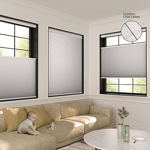 Miniatura 3 de Persianas celulares opacas sin taladro, sin herramientas, persianas celulares de arriba hacia abajo, persianas celulares de tela inalámbrica,