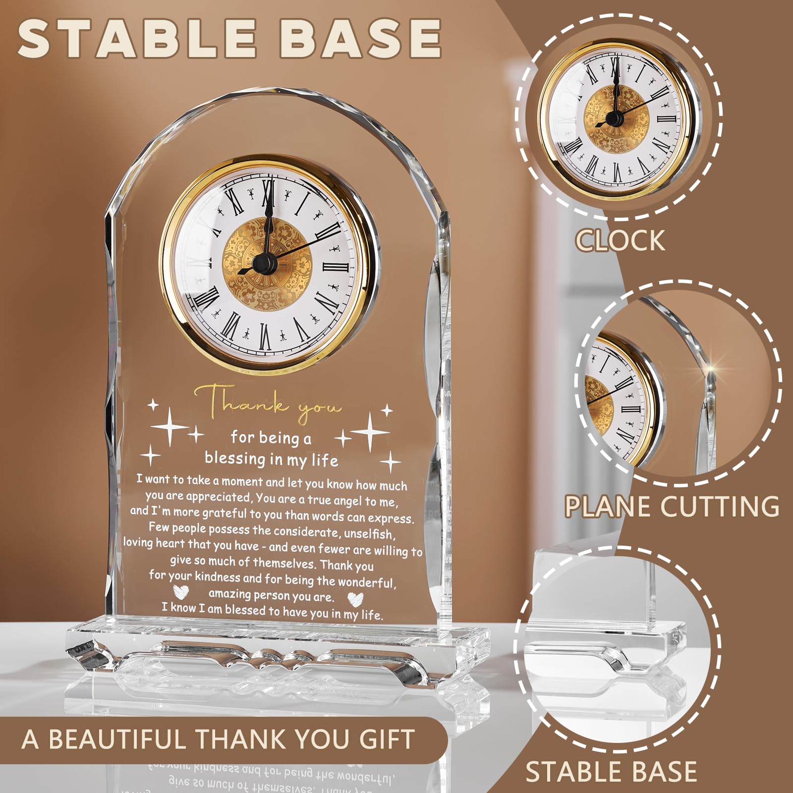 Dankeschön-Geschenke für Damen und Herren, Kristall-Uhr, Geschenk für Kollegen, beste Glückwünsche, Ruhestand, Chef, Abschiedsgeschenk für Lehrer und Freund