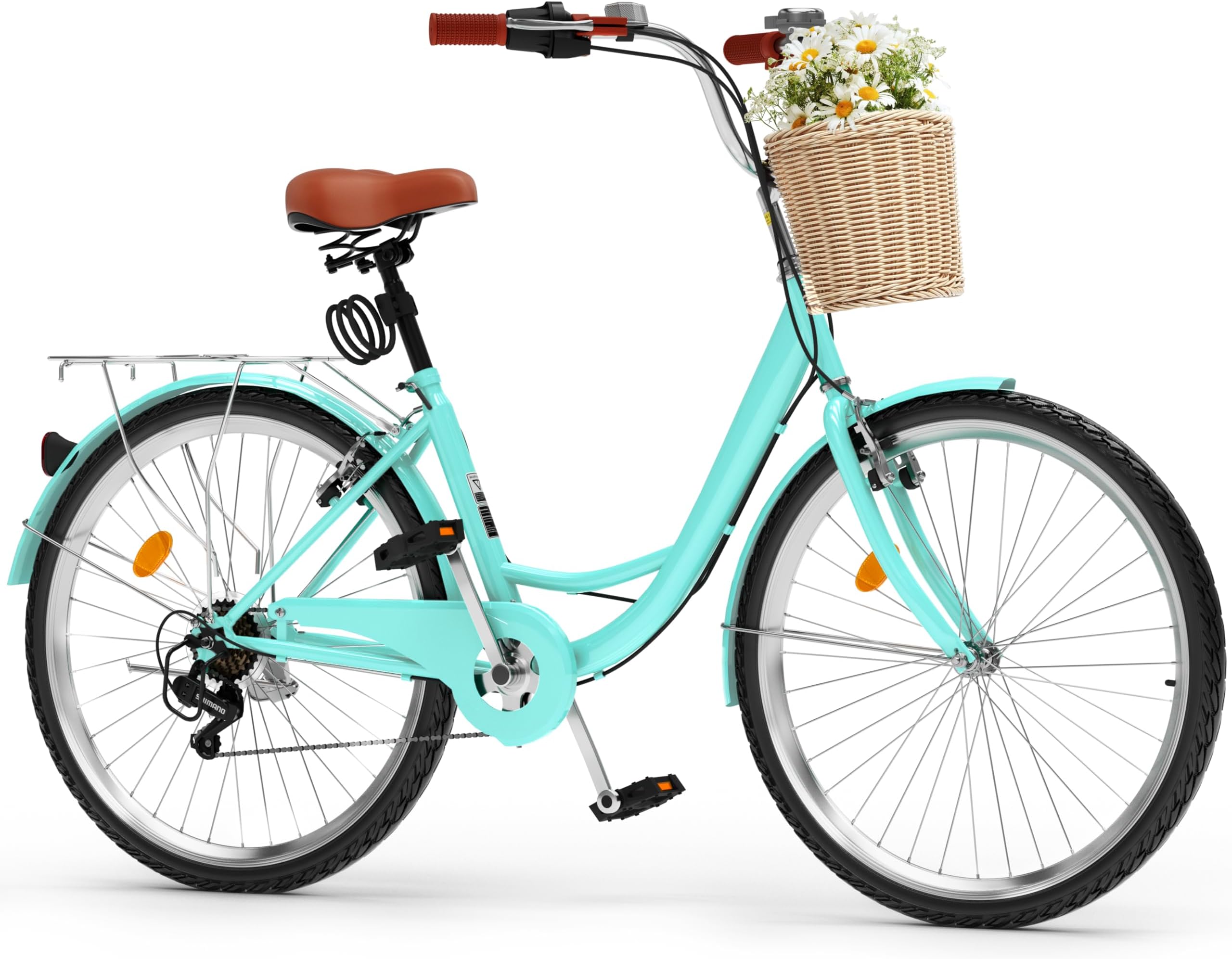 YITAHOME 24 & 26 Inch Beach Cruiser Bike for Women, 1 & 7 Speed Commute Bike for Adults, Womens Bicycle with Adjustable Seat, Multiple Color
