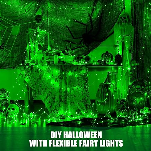 Vista 115 de JMEXSUSS Paquete de 2 luces de hadas azules que funcionan con pilas, 100 luces LED azules de 33 pies impermeables con temporizador remoto, luces