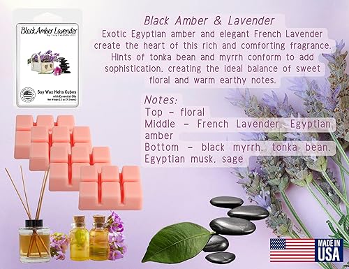 Miniatura 2 de Cera de soja para derretir  Fabricado en Estados Unidos  Acogedor ámbar negro y lavanda francesa Delights cubos de cera de soja  4 paquetes  10