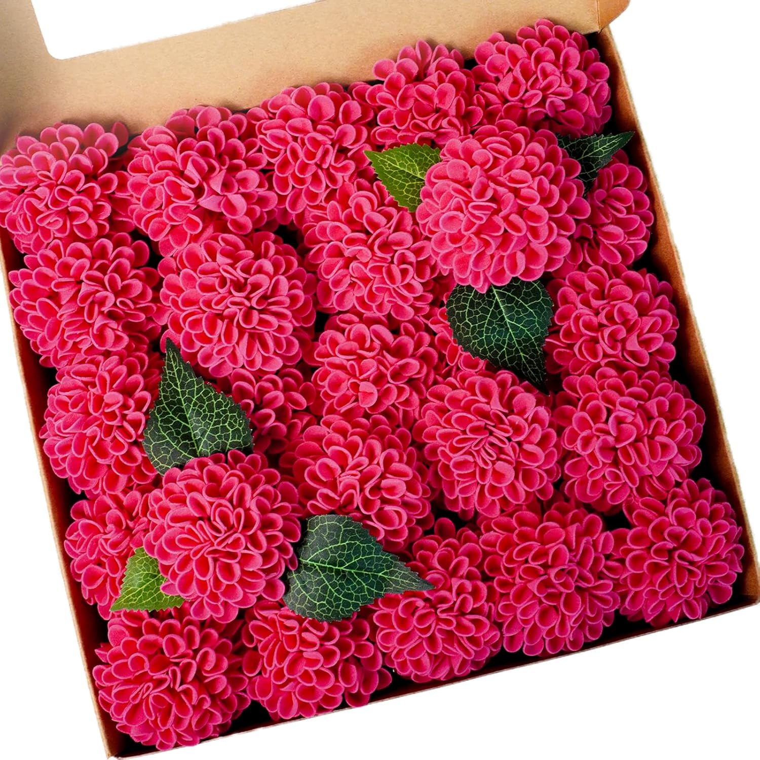 Artificial Dahlia Flowers 25pcs Hot Pink - Real Look Foam Fake Blooms with Stems for DIY Wedding Bouquets, Bridal Shower, Centerpieces, Home Decor & Party Arrangements