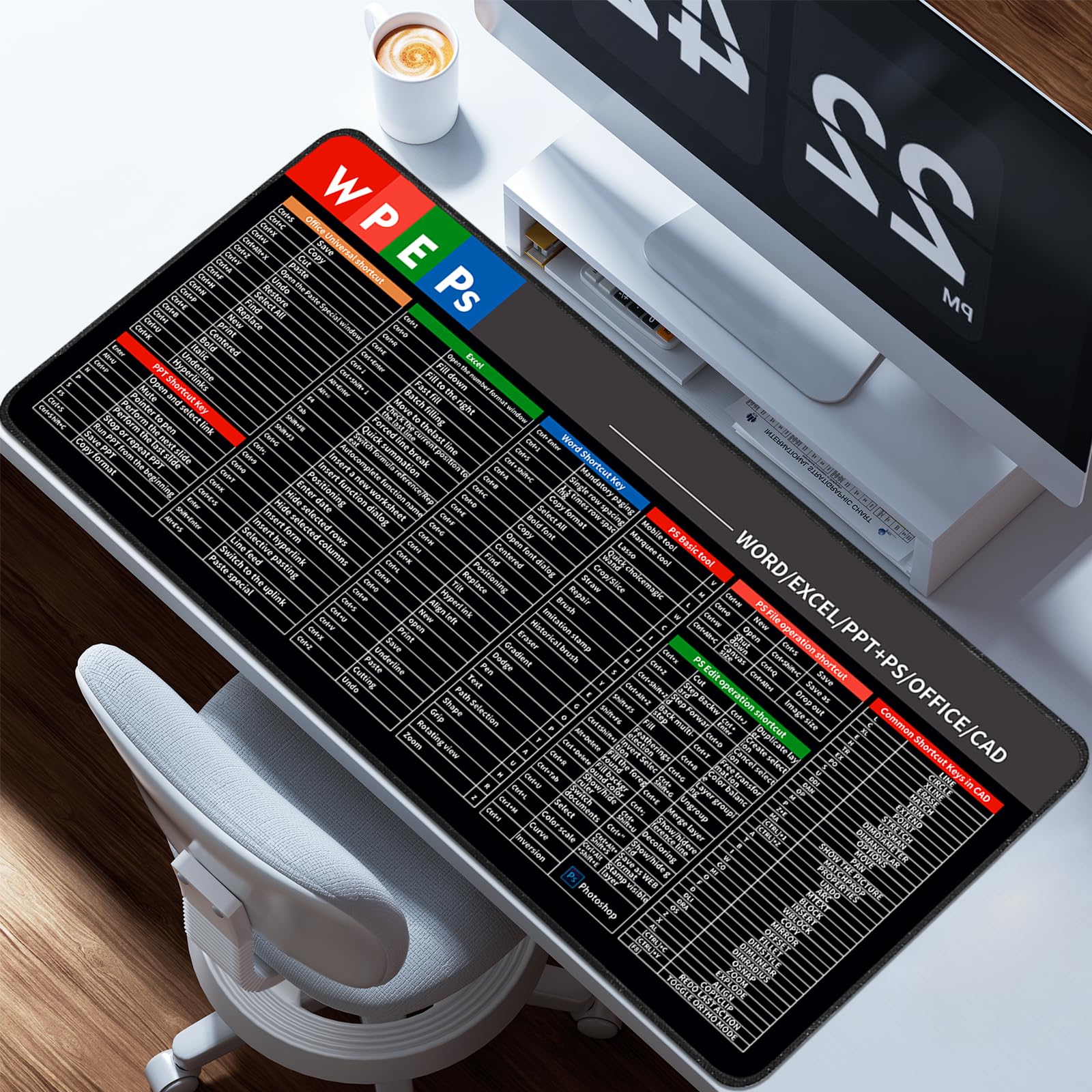 Snapklik.com : Eulps Excel Shortcut Keys Mouse Pad, Large Mouse Pad For ...