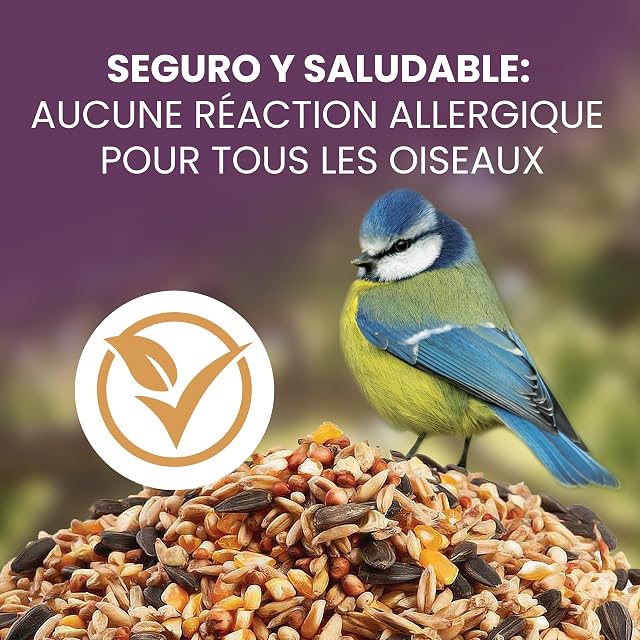 Foto 5 de 7 de LERAVA® Comida Pajaros Exterior Silvestres [Energética] - 2,8kg - Trigo, Girasol, Mijo, Avena y Cacahuetes