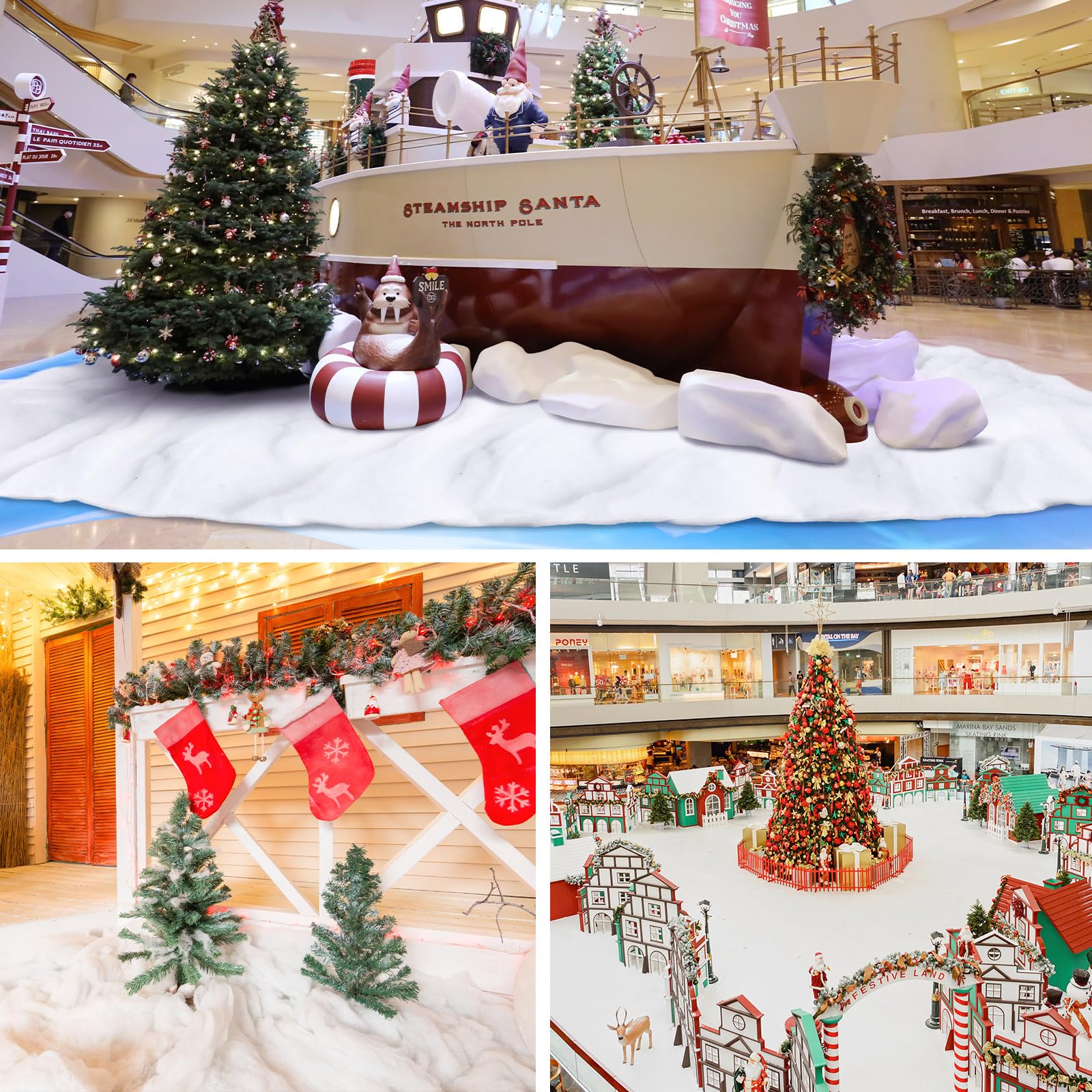 Tondiamo 1 Packung 1,5 m x 4,5 m große künstliche Schneedecke Kunstschnee Kunstschnee Kunstdecke für Weihnachtsdorf gefälschte Rolle für Weihnachtsfeier Urlaub Dekorationen Foto Requisite