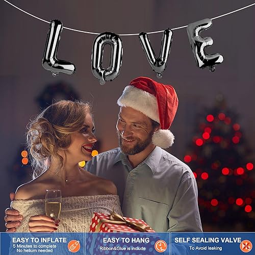 Miniatura 3 de 53 globos de letras negras, pancarta de globo con frase personalizada incluye 2 juegos de la A a la Z y bomba, decoraciones inflables de cumpleaños