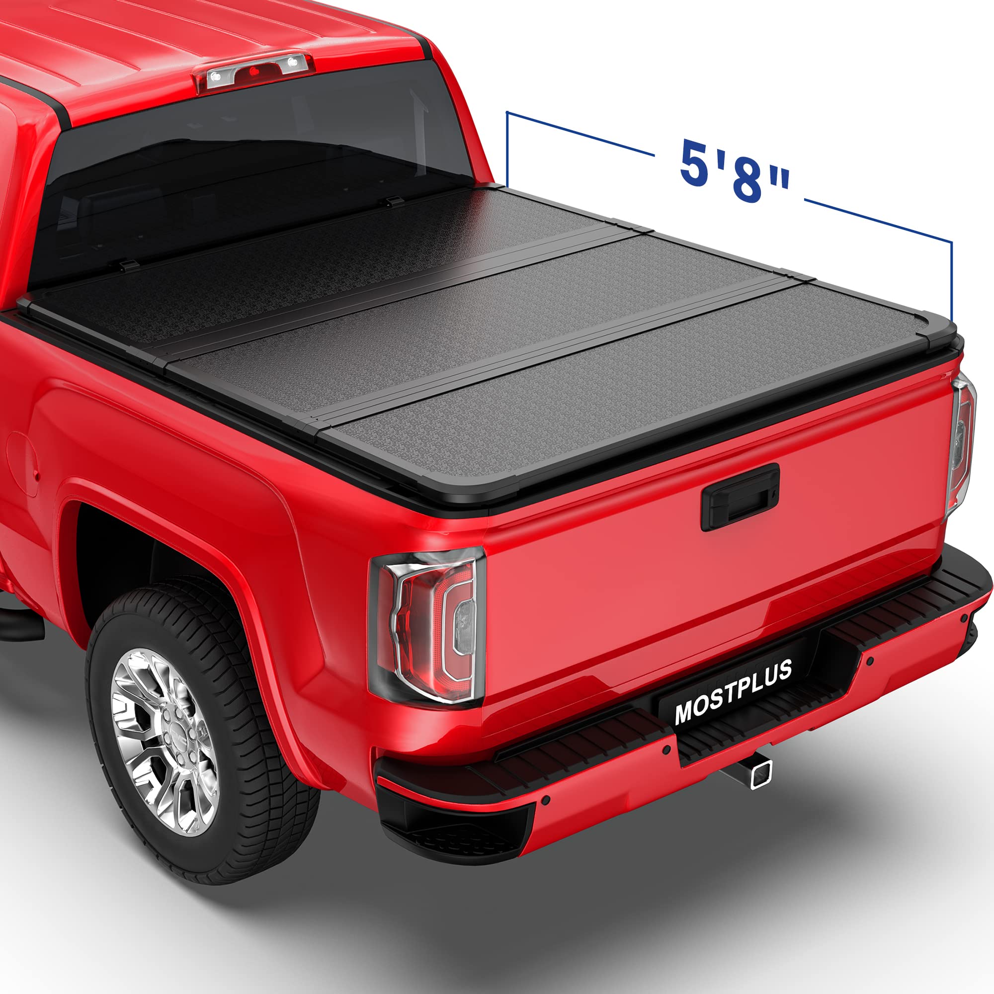MOSTPLUS TriFold Hard Truck Bed Tonneau Cover On Top Compatible for