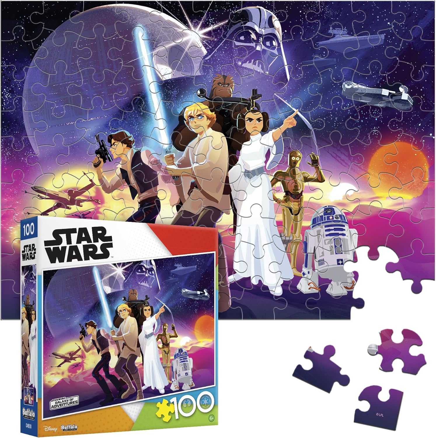 Buffalo Games - Star Wars - Rebel Heroes - 100 Piece Jigsaw Puzzle for Families -Challenging Puzzle Perfect for Game Nights - Finished Size is 15.00 x 11.00