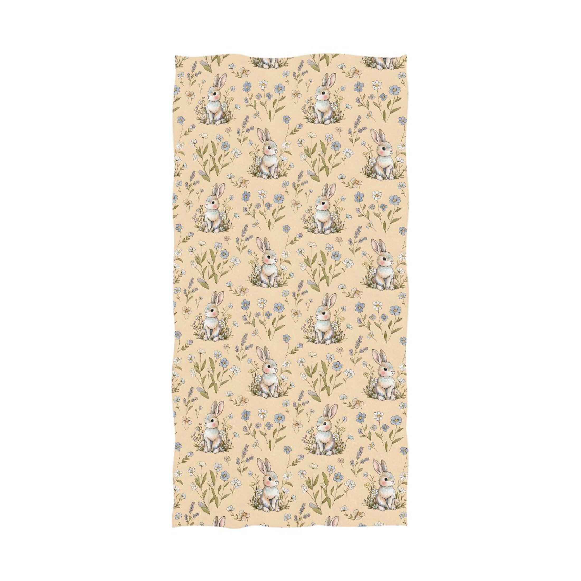 Kutsu Easter Bunny Floral Bath Towel, Highly Absorbent Cotton Soft Bath Hand Towel for Bathroom Kitchen Hotel Spa, 64 x 32 In
