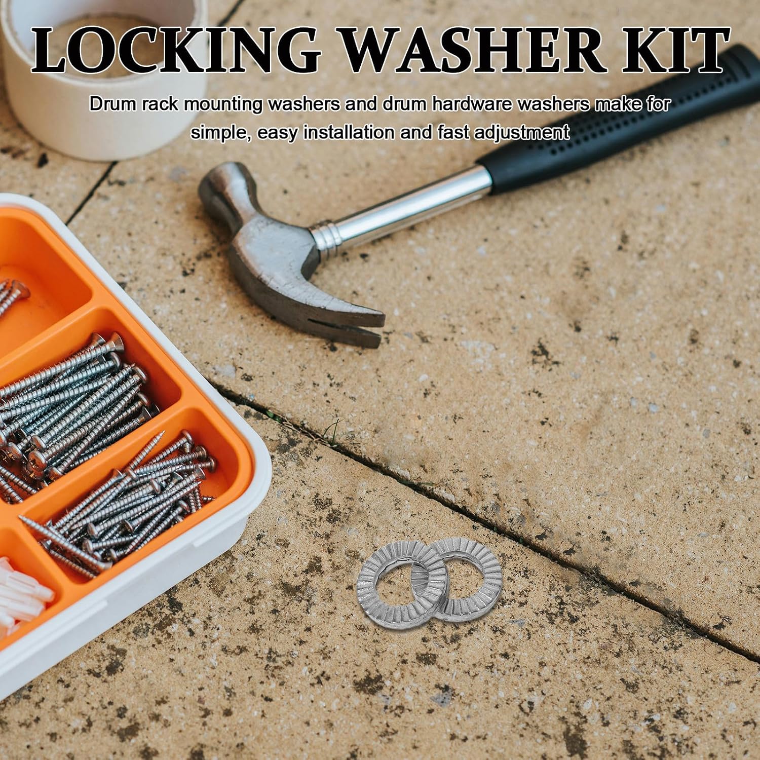 1 Set Wedge Locking Washers - 6.5mm ID Anti-slip Double Sided Lock Washers for Drum Racks Systems - Anti-Loosening Plastic Gaskets for Secure Drum Components Protection