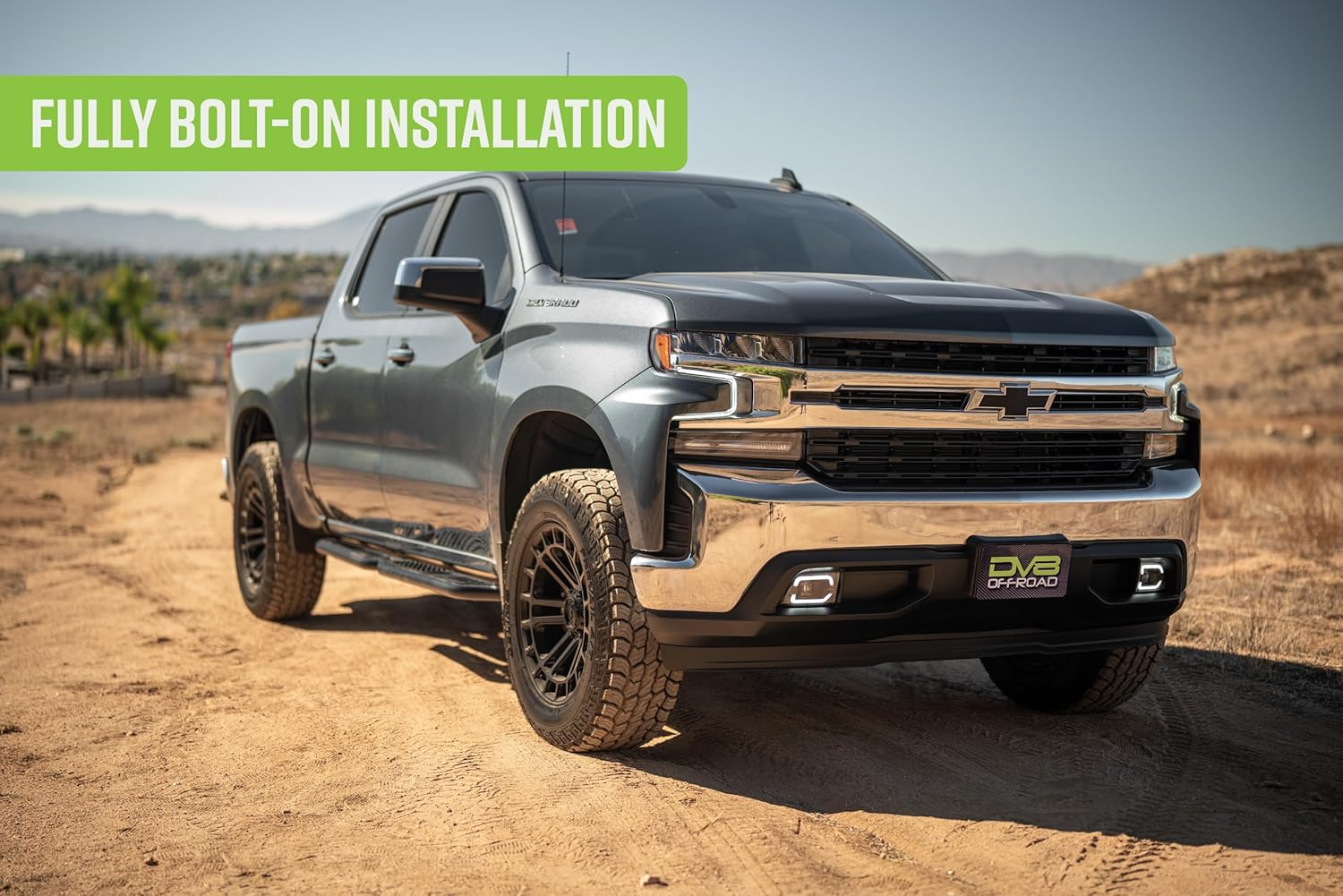 DV8 Offroad OE Plus Side Steps for 2019-2026 GMC Sierra 1500 & Chevy Silverado 1500 Crew Cab | Anti-Slip Design | Provides Protection from Light Trail Debris | Low-Profile Fitment | Powder Coated