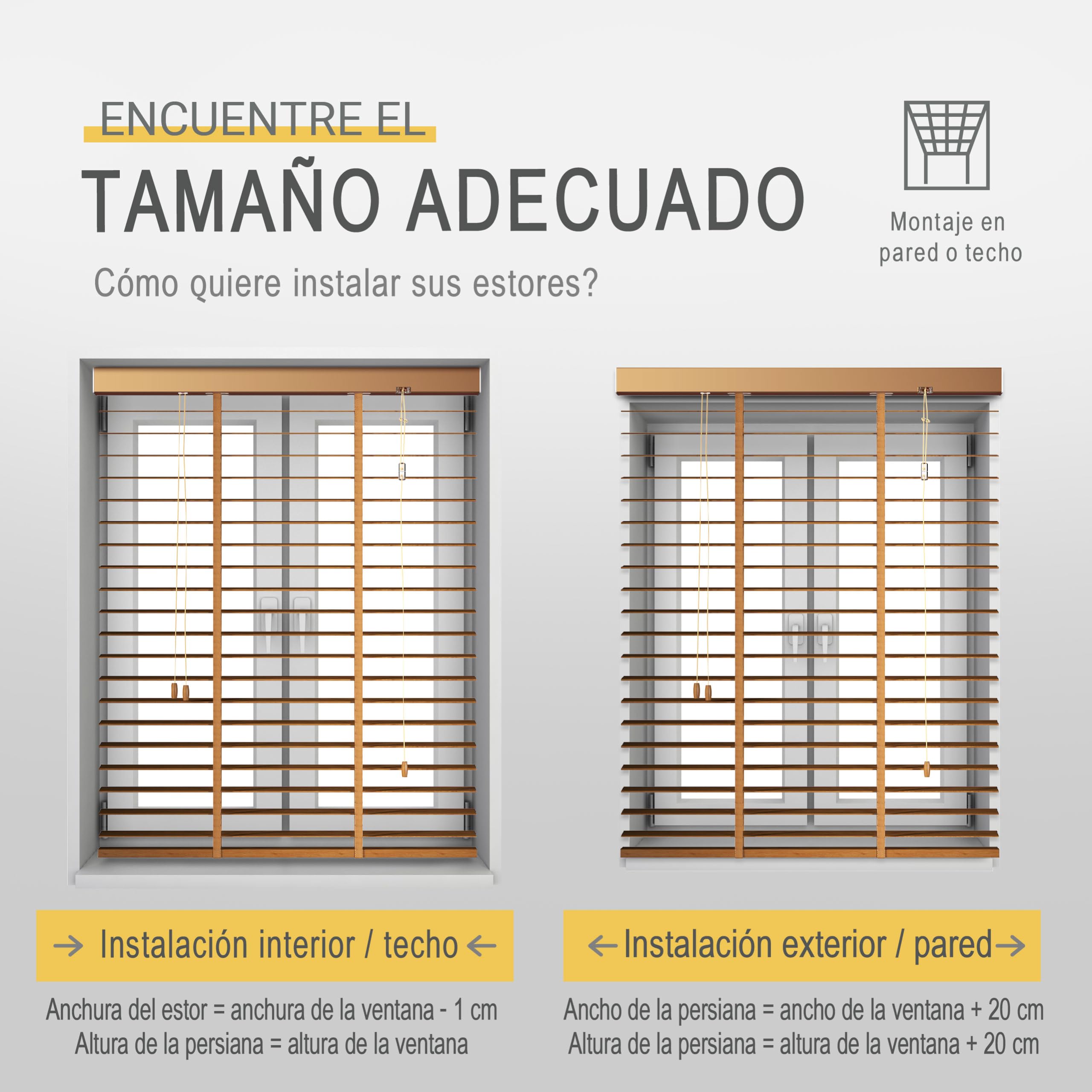Sol Royal Persiana de Madera de 50 mm de Lamas Extra Anchas - Persiana para Ventana de 70x250 cm de Madera de fácil instalación en Pared y Techo - Roble - BE5