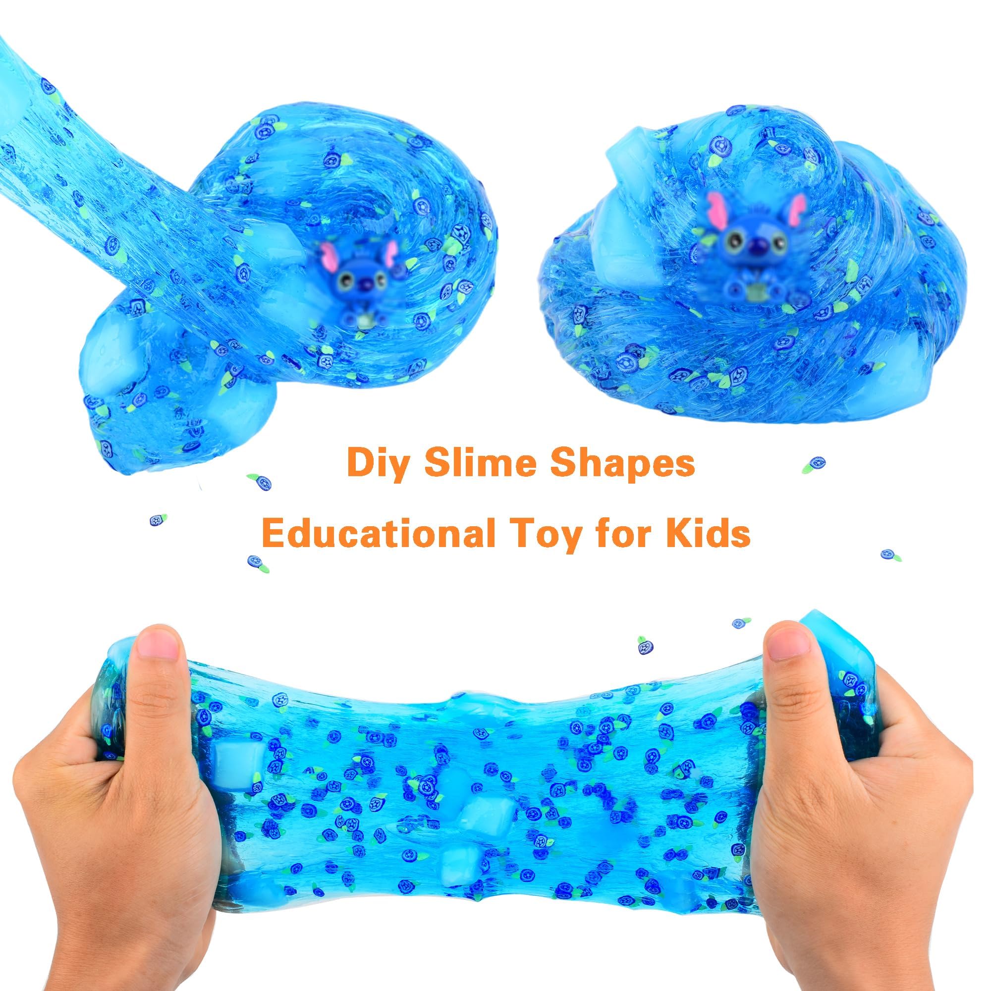 2Pcs Slime for Kids 3 to 10 Years, Slime Set Premade Blue Clear Slime Pack, Crunchy Non Sticky Mess-Free Stretchy Crystal Slime Pack, Premium Party Favour Filler Stress Relief Toy for Kids Boys Girls - Image 6 thumbnail