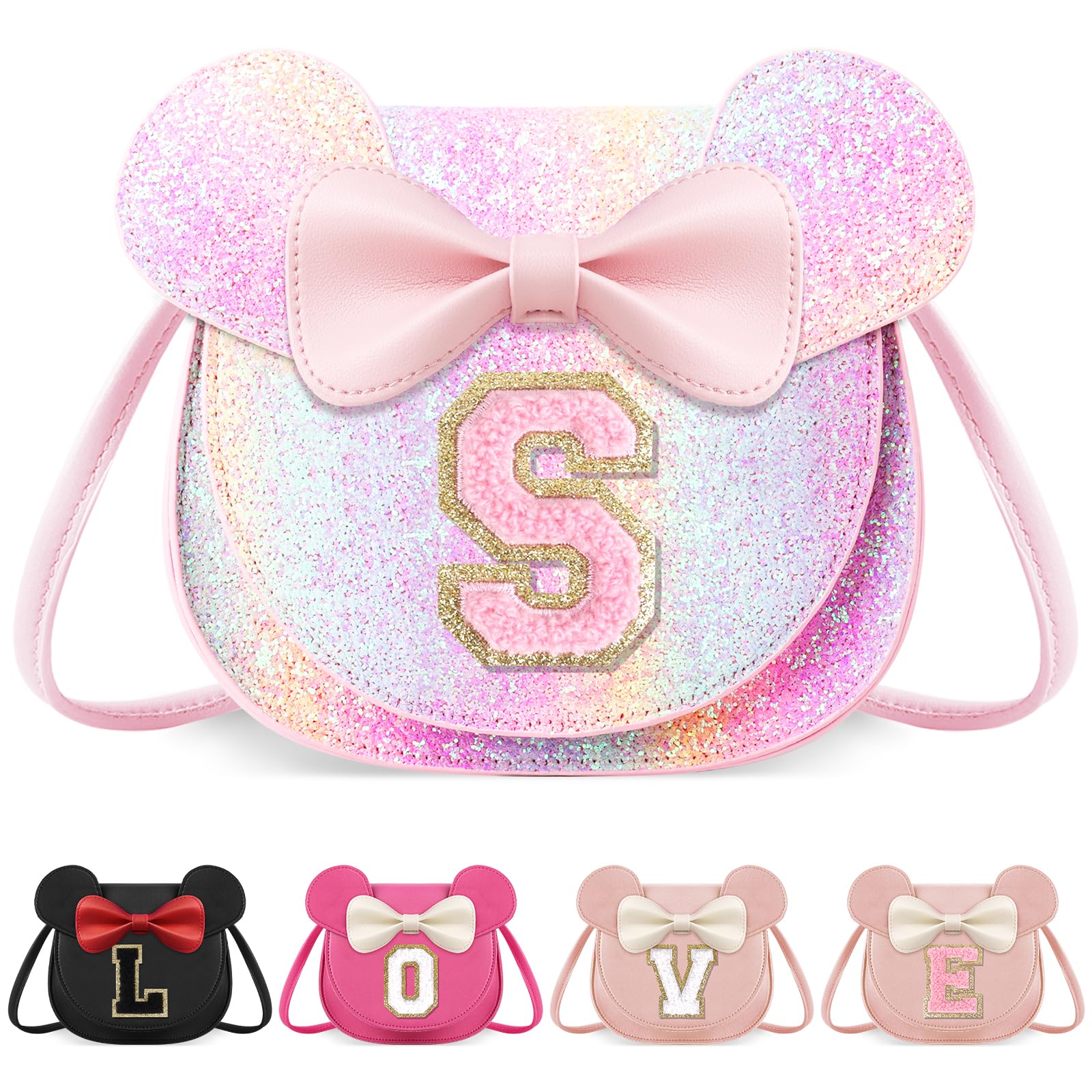 Little Girl Toddler Purse - Cute Mouse Ear Bow Crossbody Bag for 2-8 Year Olds - Birthday Gift