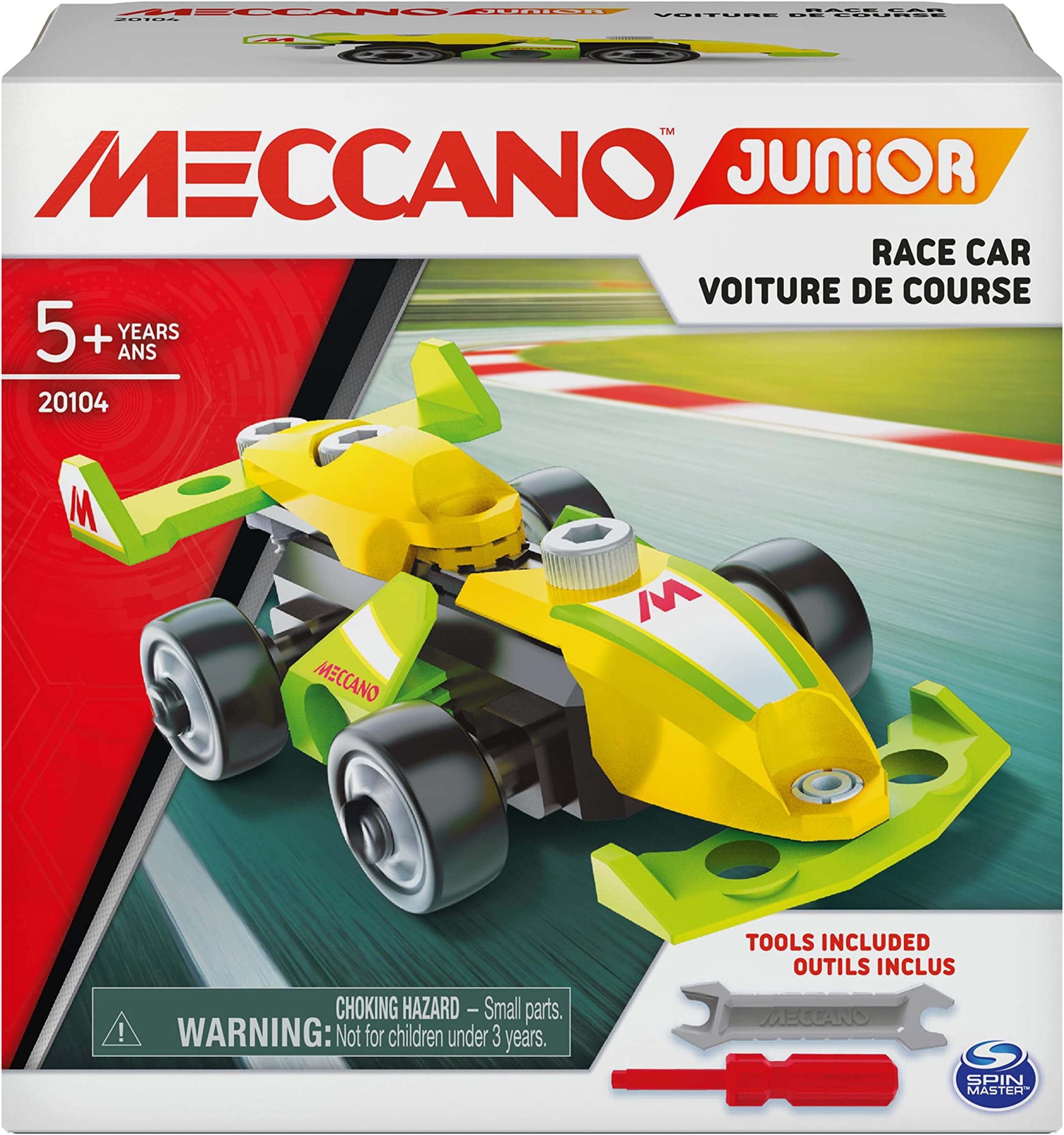 MECCANO Junior, Race Car STEAM Model Building Kit, for Kids Aged 5 and Up - Styles Vary