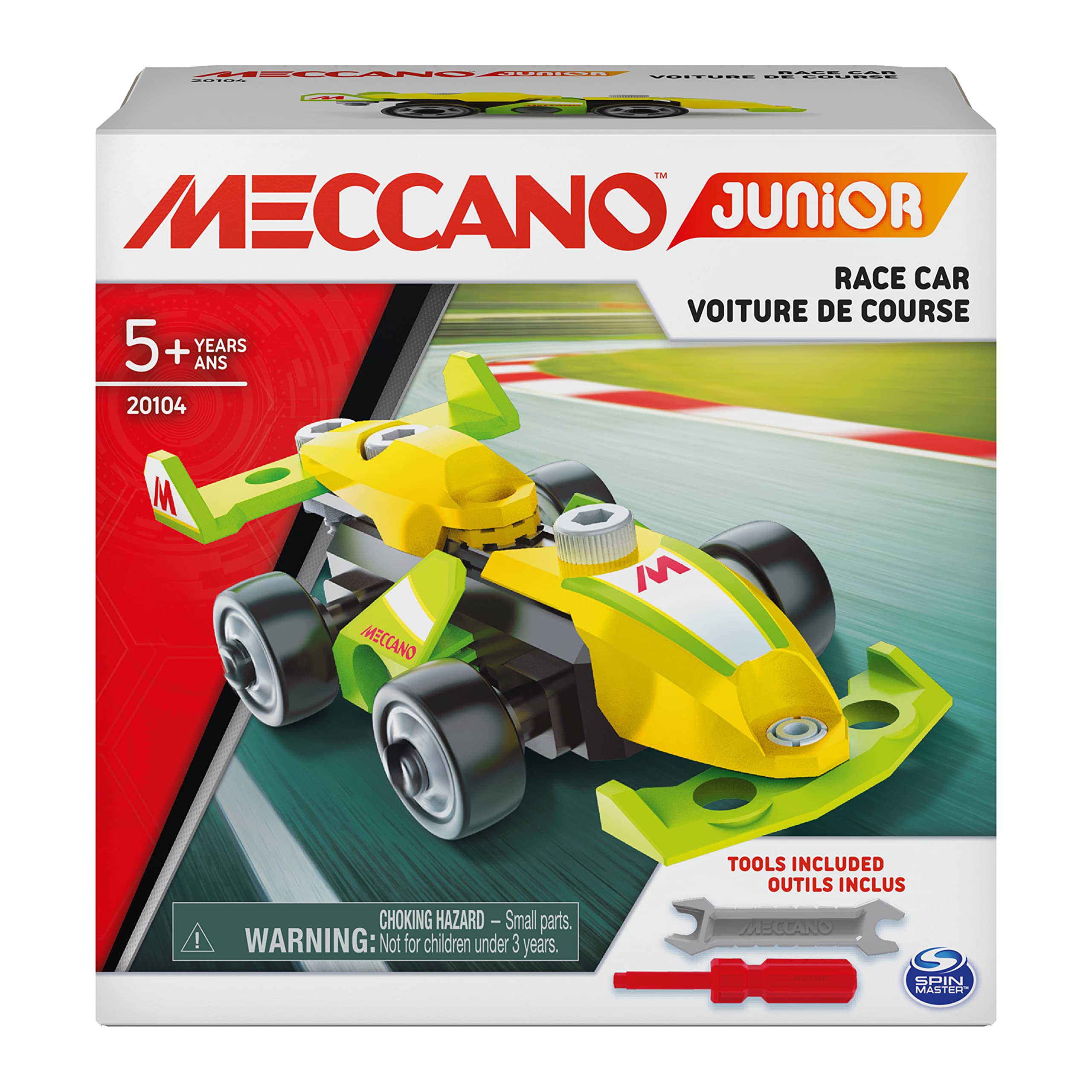 MECCANO Junior, Race Car STEAM Model Building Kit, for Kids Aged 5 and Up - Styles Vary