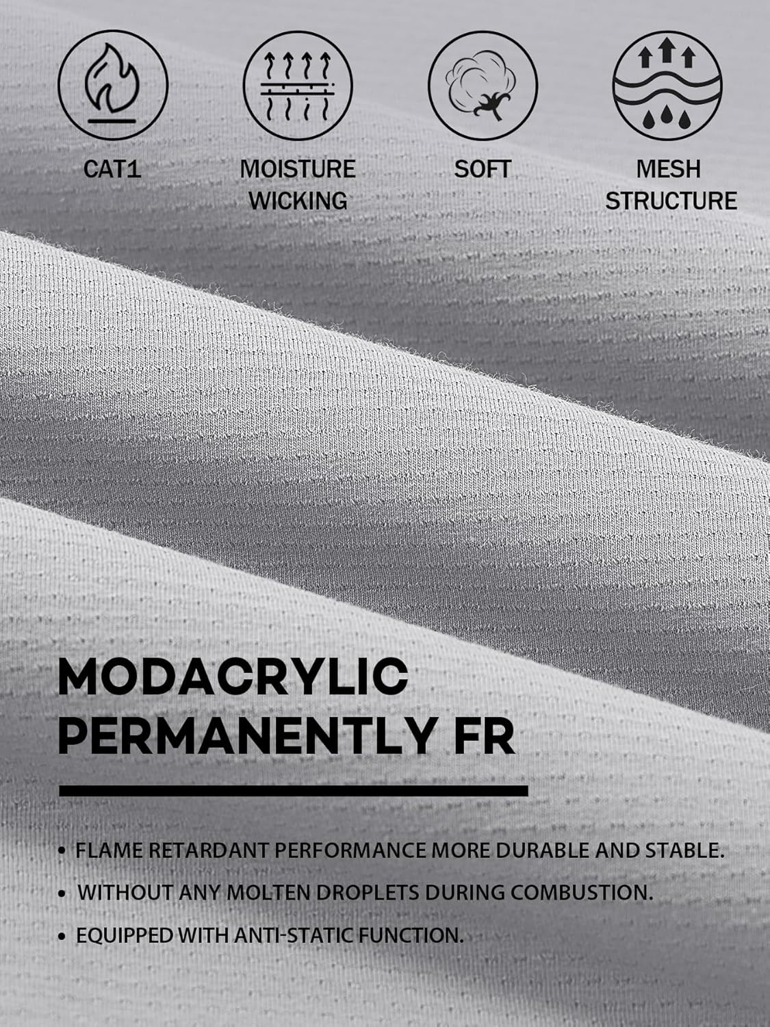 FR Shirts Flame Resistant Shirt 5.5OZ Modacrylic Permanently Flame-Retardant FR Baselayer for Men Light Weight CAT1