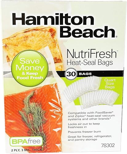 Hamilton Beach NutriFresh - Sellador térmico al vacío, bolsas de 30 cuartos de galón (78302)