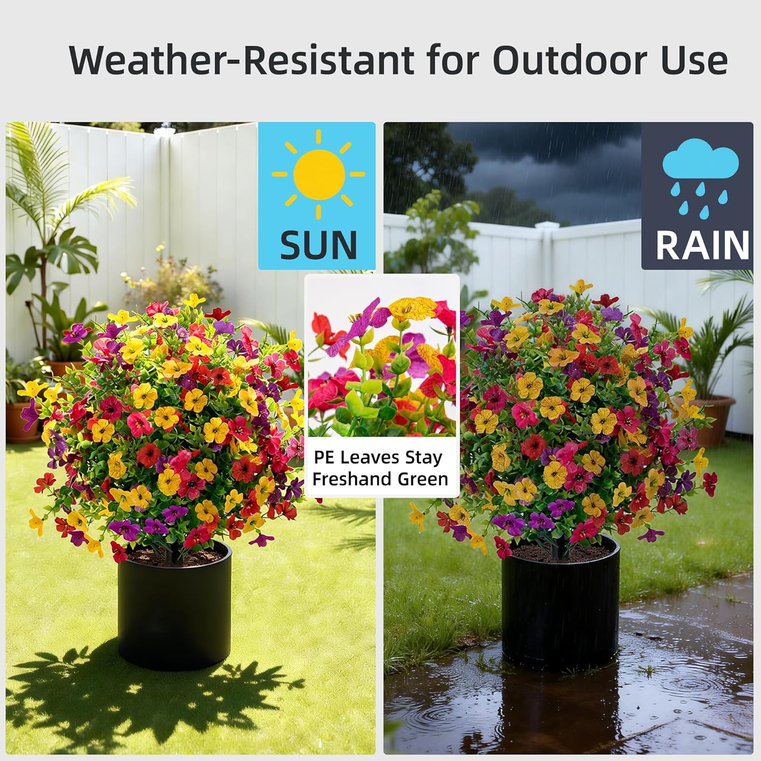 QCQHDU Artificial Flowers Topiary Ball Bush with Colorful Violet for Outdoor,24.8" Fake Trees Plants with Ground Spike,UV Resistant Faux Shrubs for Indoor, Garden, Porch, Patio,Home Decor,2 Pack