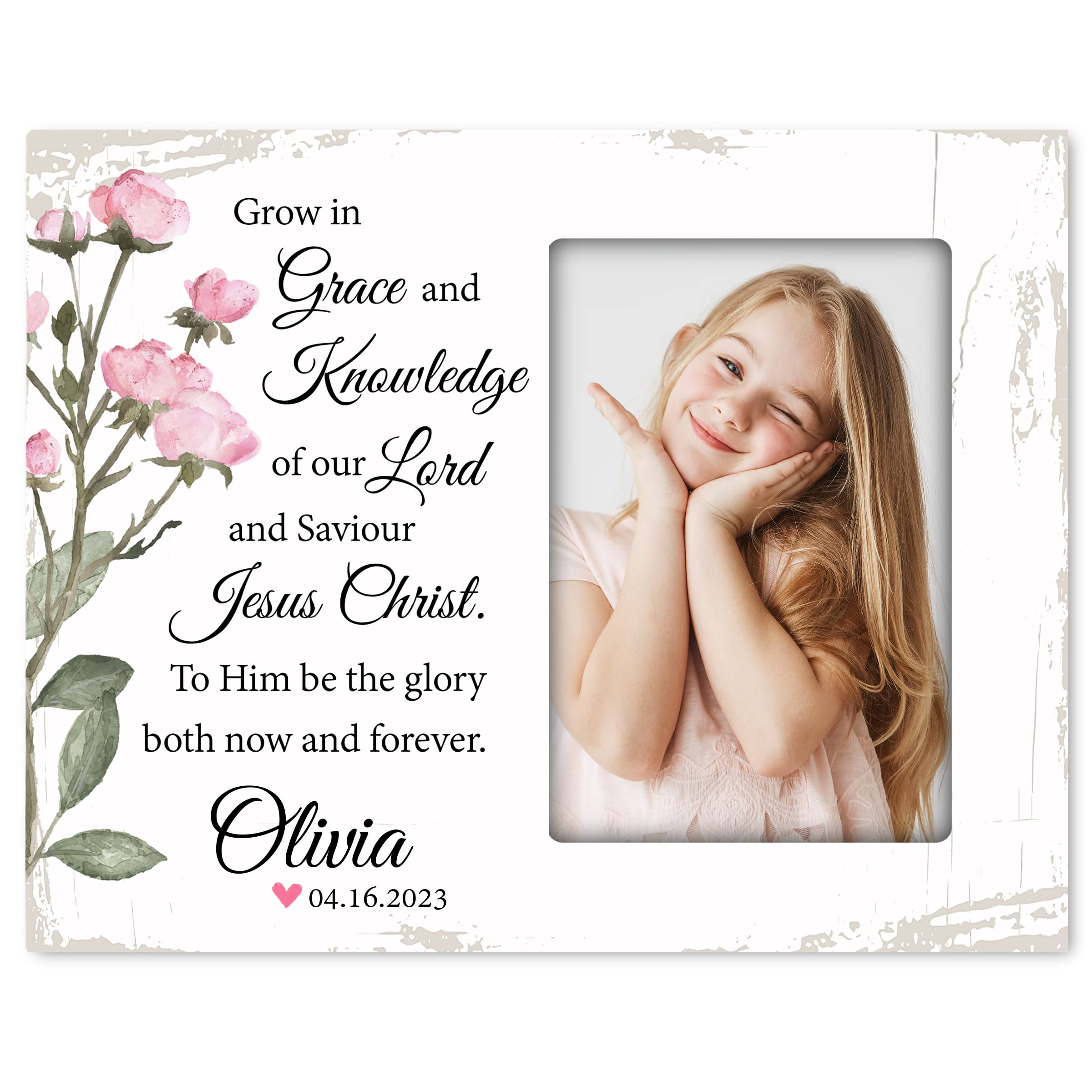 LifeSong Milestones Wood Picture Frame 8x10 Holds 4x6 Picture (Grow In Grace)