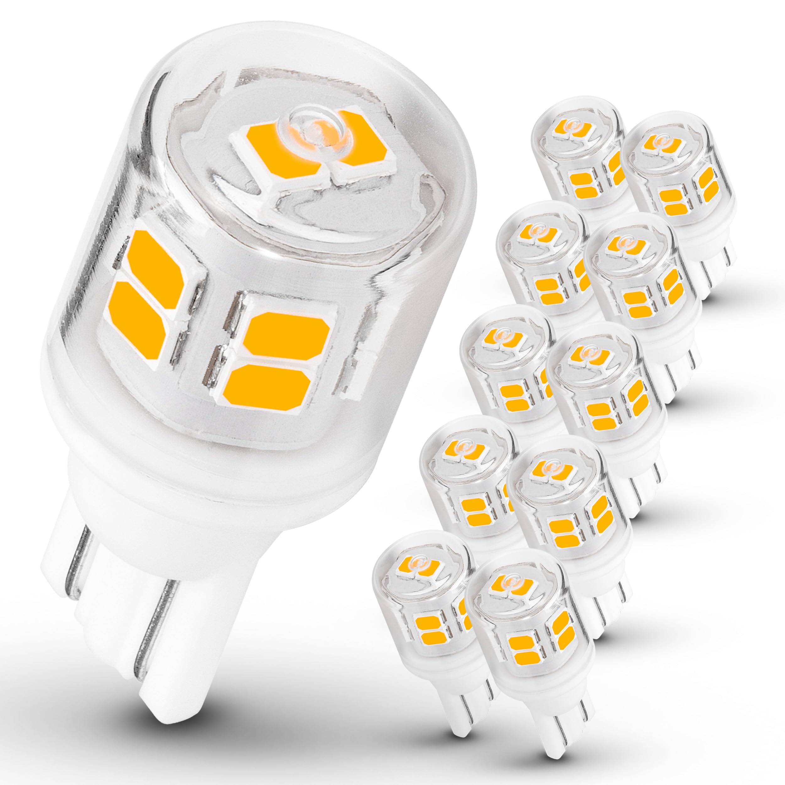 T5 T10 Wedge Base Landscape LED Light Bulb 12-24v, 7W 11W 18W 25W 30W Equivalent, T10 LED 3W 2700K Warm White for Interior RV Camper Marine Boat Yacht Trailer Deck Light Path Light,10 Pack