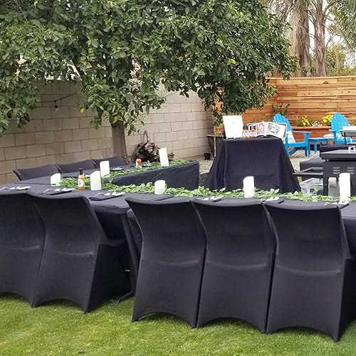Miniatura 6 de Howhic Fundas plegables para sillas de fiesta, 12 piezas, fundas universales de elastano ajustables para bodas, banquetes, conferencias