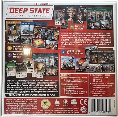 Miniatura 2 de CrowD Games Deep State Global Conspiracy  Expansión del juego de mesa  Edades 14 en adelante  1  5 jugadores  Tiempo de juego promedio 4075 minutos