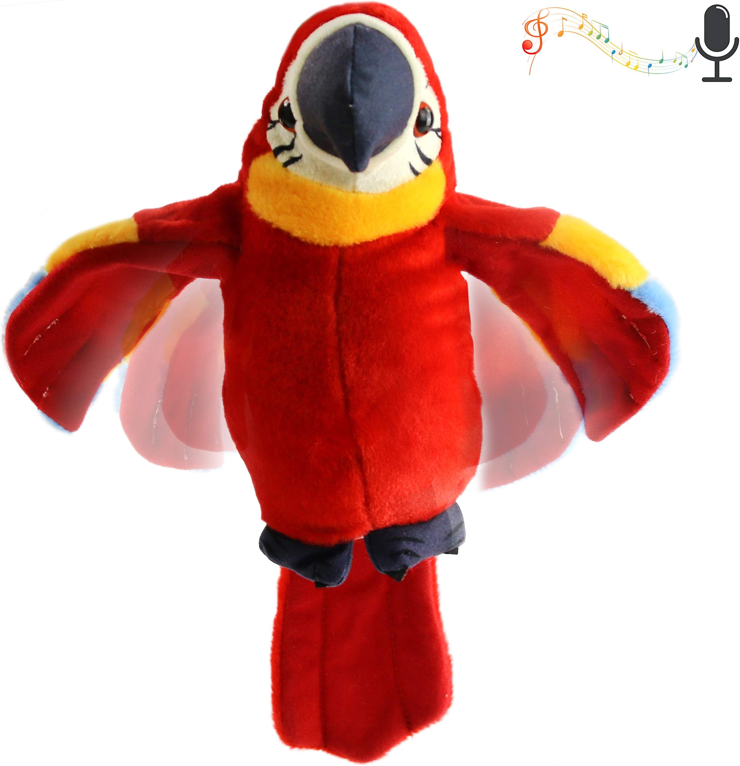 (Red) - Houwsbaby Speaking Parrot Record Repeats Electronic Bird Talking Pet Stuffed Animal Waving Wings Plush Toy Interactive Animated Kids Gift, 23cm (Red)