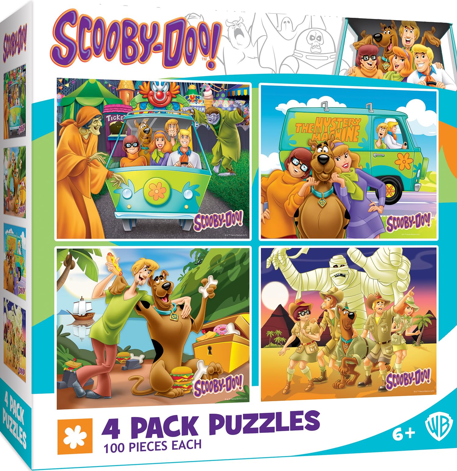 MasterPieces Puzzle Set - 4-Pack 100 Piece Jigsaw Puzzle for Kids - Scooby-Doo! 4-Pack - 8"x10"