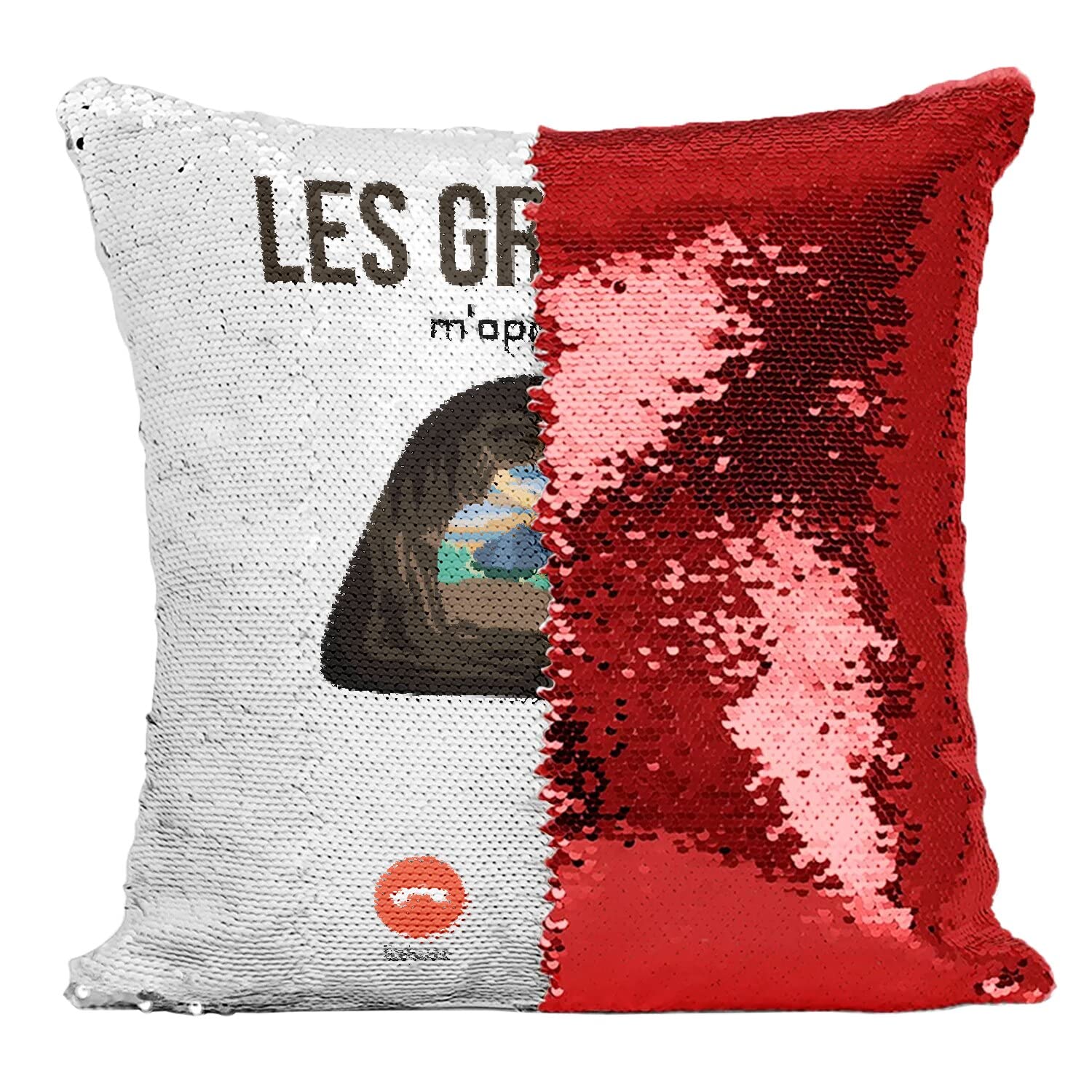 Coussin Sequin Paillettes Rouge Les Grottes m'appellent le cadeau idéal pour aventurier