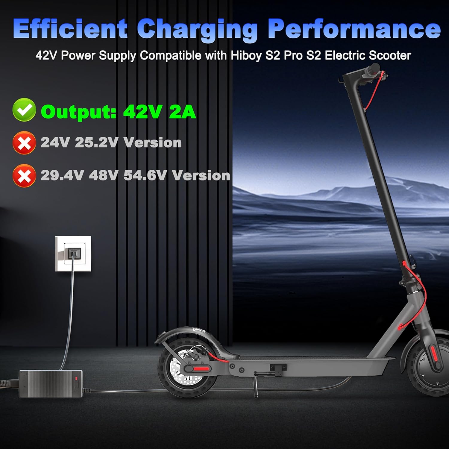 42V 2A Charger Compatible with Hiboy S2 Pro, S2, KS4, KS4 Pro, NEX, NEX3, NEX5 Electric Scooter Compatible with Hiboy Scooter Electric Power Supply