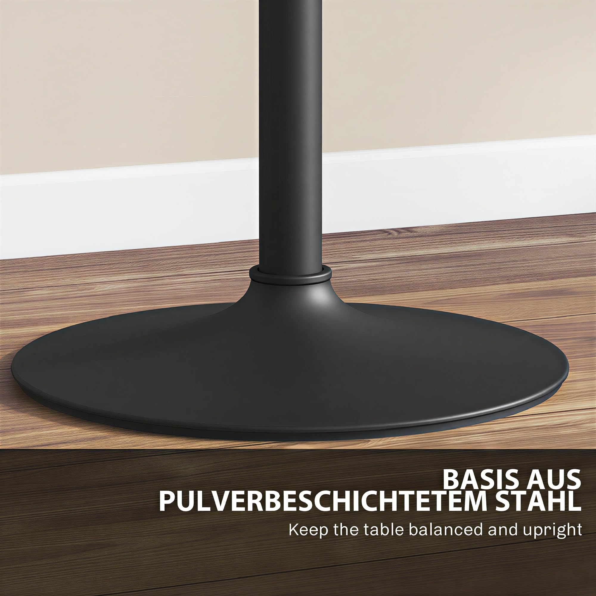 HOMCOM Bartisch Stehtisch Höhenverstellbar Rund Ø60 x 68-93,5cm Schwarz
