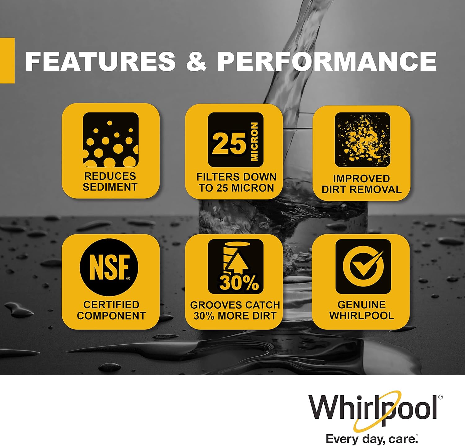 Whirlpool 10" x 4.5" Whole House Large Capacity Sediment Filter WHKF-GD25BB, NSF Certified 25 Micron Filtration, 6-Month Life, Replacement Cartridge Fits Most Home Standard Filter Housings - Image 2