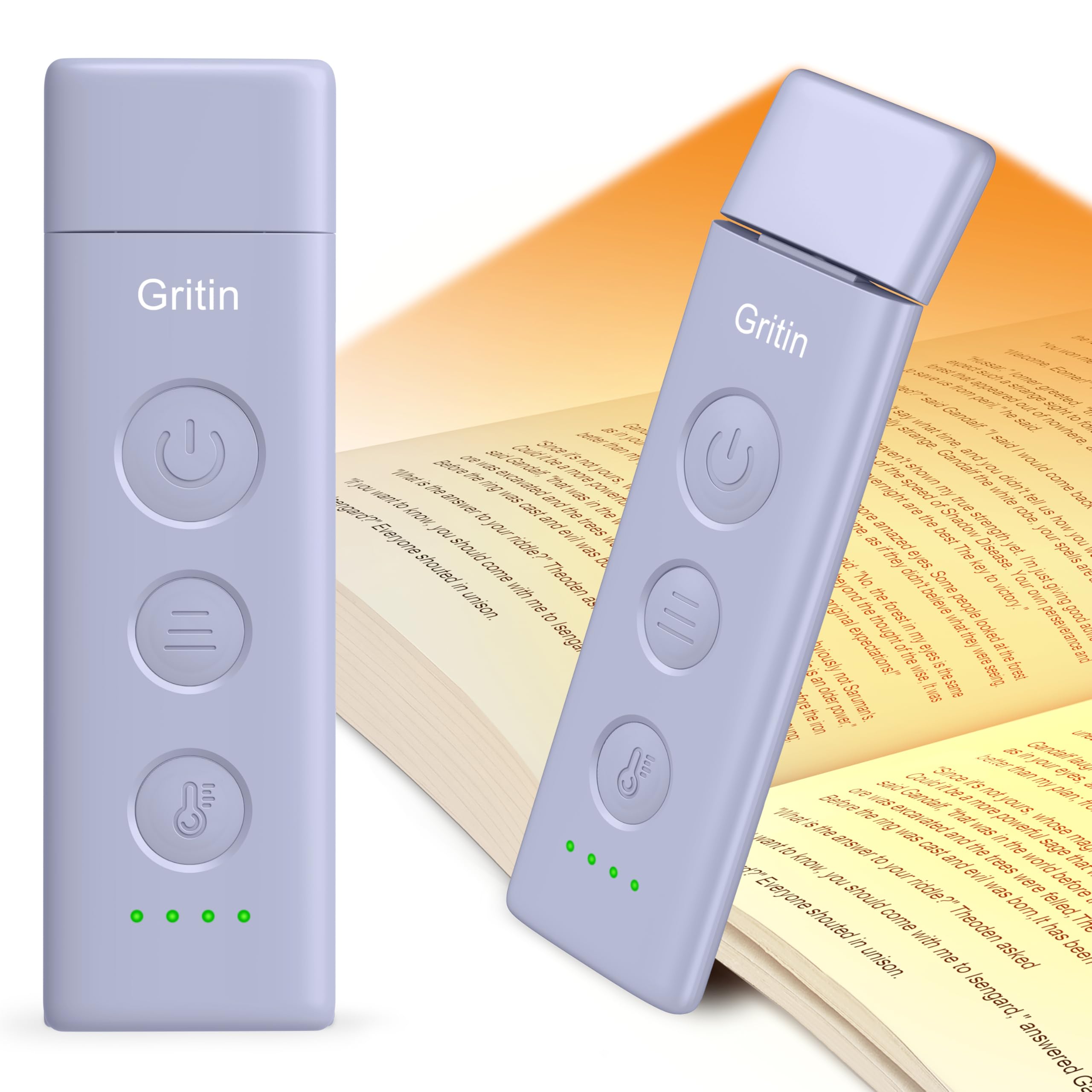 Gritin Leselampe Buch Klemme, USB C Wiederaufladbare Buchlampe Augenschonende Leselicht für Lesen ins Bett, 3 Farbtemperaturen & Stufenlos Dimmbar, Winkel Eintsellbar Klemmleuchte für Buchliebhaber