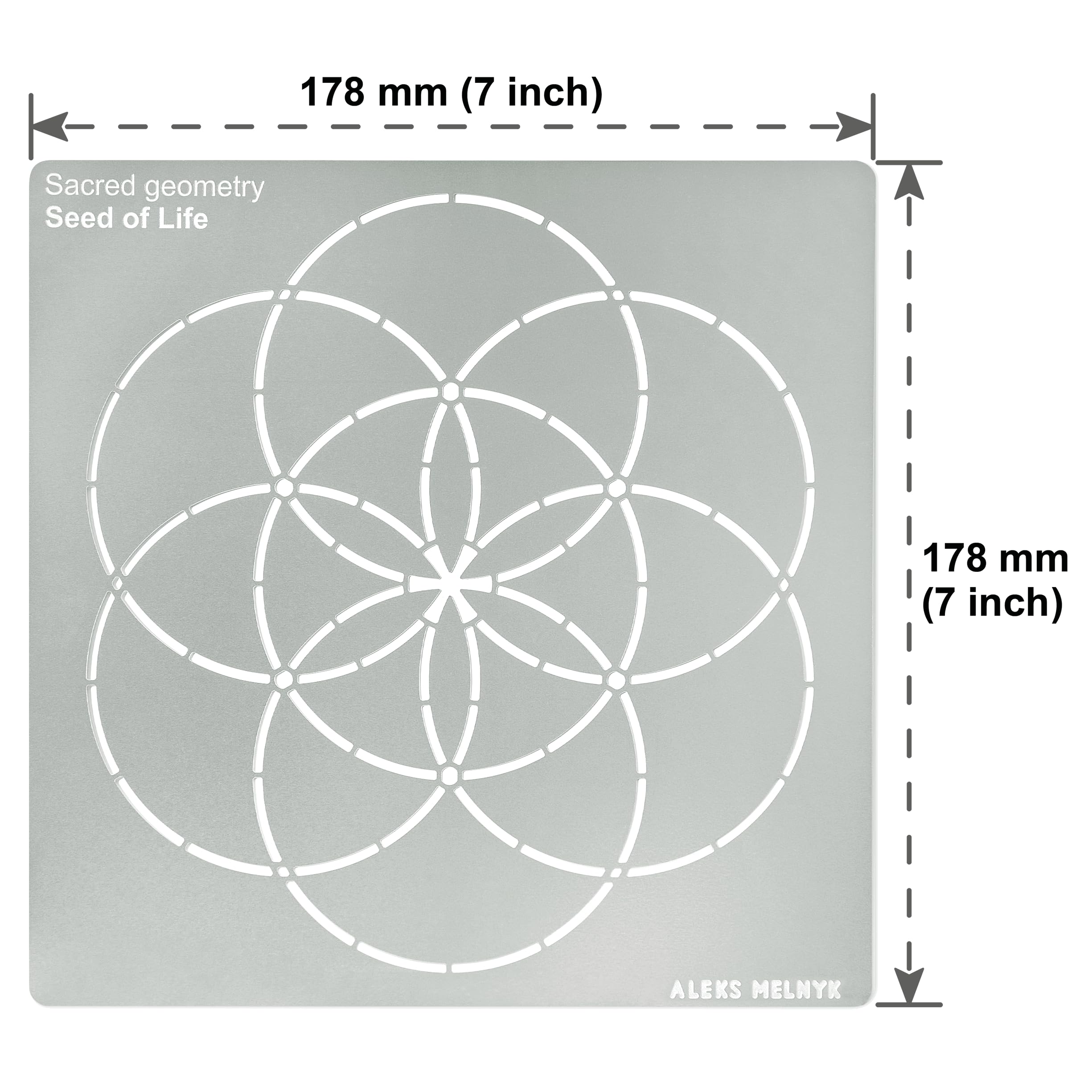 Aleks Melnyk No.488 - Plantillas de metal, figuras geométricas sagradas, versión flor de la vida, 64 tetraedros, semilla de vida, 3 piezas, plantilla para quemar madera, grabado