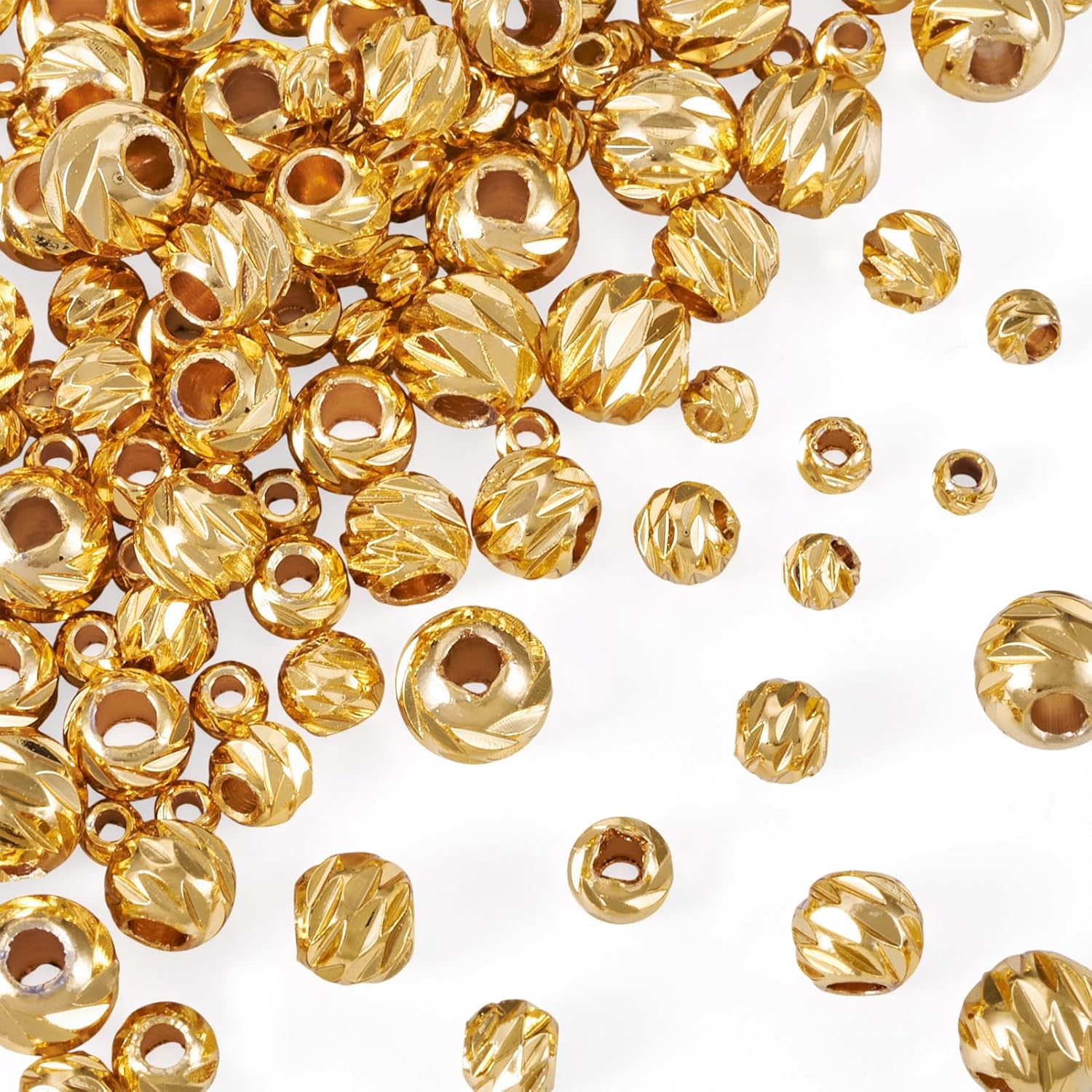 Craftdady 150Pcs Real 18K Gold Plated Spiral Round Beads Golden Metal Spacer Loose Bead Brass Round Beads for DIY Crafts Bracelets Necklaces Earrings Jewelry Making 2-5.5mm,5 Styles - Image 8