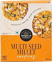 Suchali's Artisan Bakehouse Multi-Seeds Millet Cookies | 10 Cookies In Each Pack | Zero Maida & Healthy Nutritious|Made With Ragi Flour, Ots & Mix Seeds |(16g x 10) | Pack Of 1