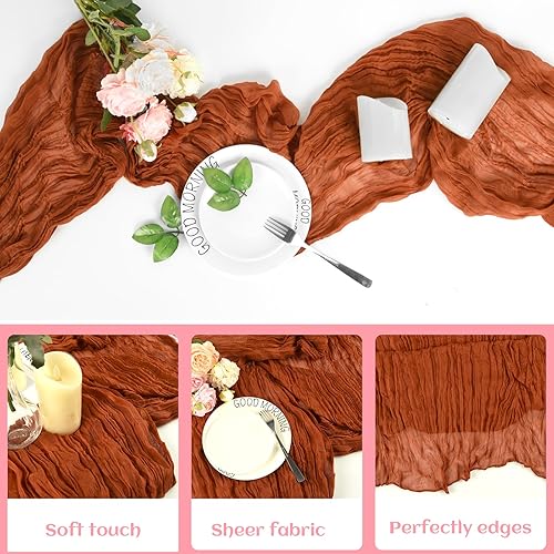 Miniatura 3 de MIAHART 1 paquete de camino de mesa de estopilla, camino de mesa de gasa de 35 x 120 pulgadas, camino de mesa bohemio para bodas, fiestas,