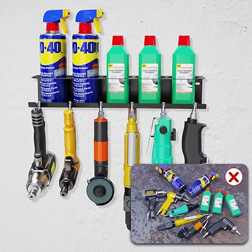 Miniatura 5 de UNITEDPOWER Combo de portaherramientas neumáticoestante de aerosol, soporte para botellas de aerosol montado en la pared, organizador de