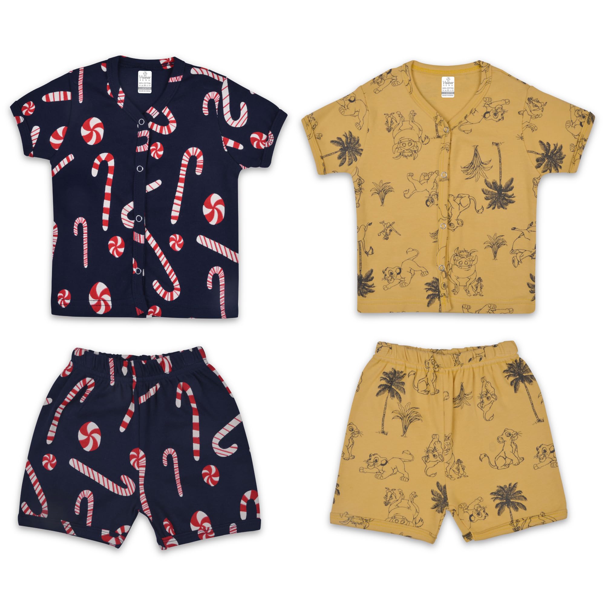 Vaanar Sena® - New Born Baby Cloth - 100% Cotton Super Soft Half Seelve Jabala with Bloomer for Infant & New Born Baby Dress - Pack of 2