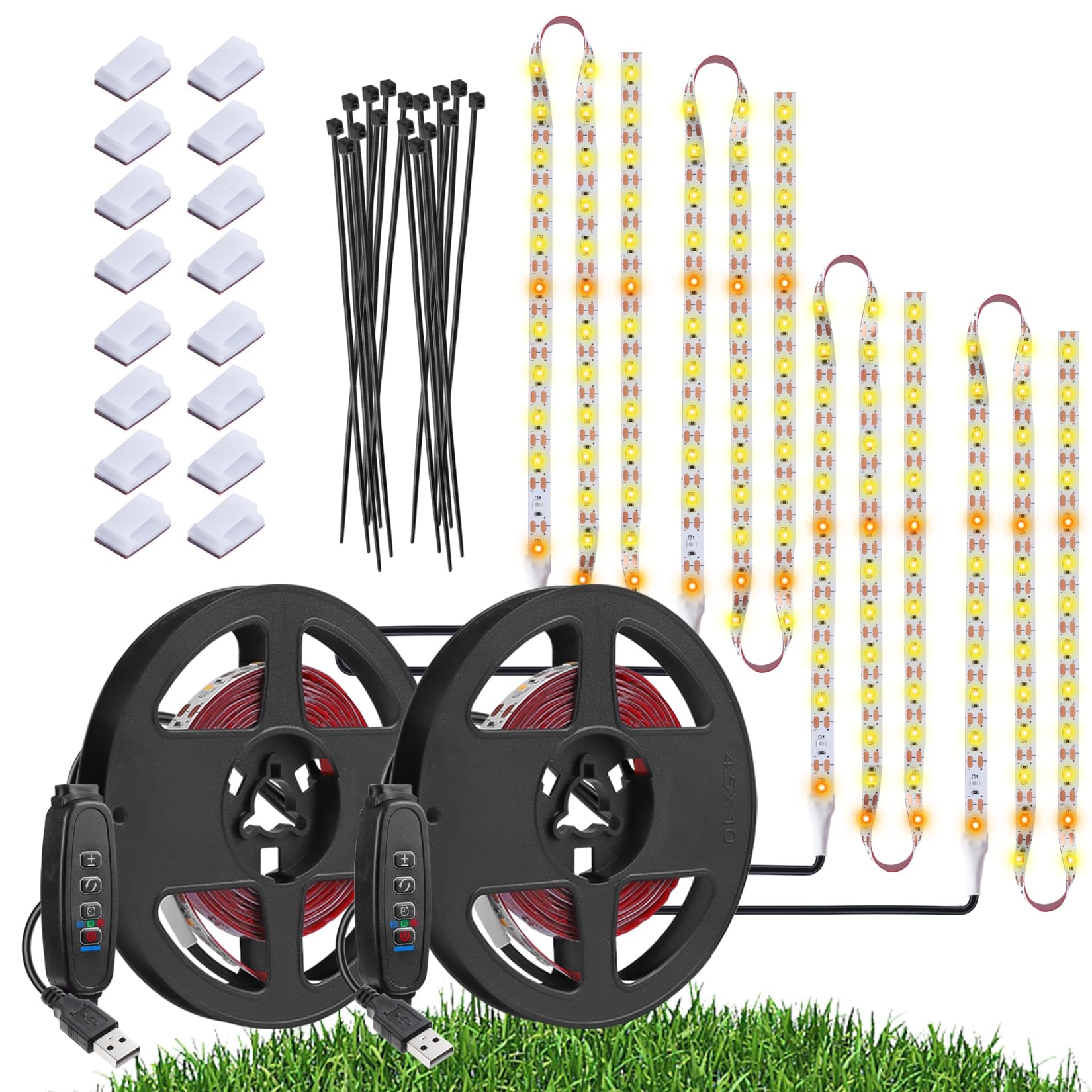 Luci per piante da interno, 120LED impermeabili a LED a spettro completo, USB plug-in dimmerabile, accensione e spegnimento automatico con 3timer per piante, per piante da interno, semina di fiori (2)
