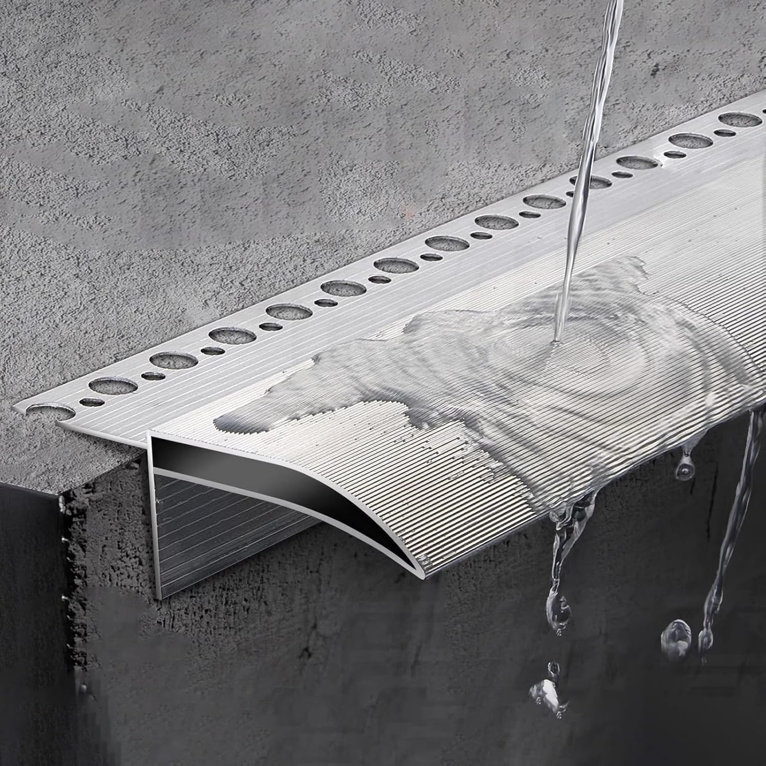 QYLTTDM Eagle's Beak Drip Lines Rain Diverter Strip, Eave Waterproof Aluminum Strip Wall Protective Device, Building Eaves Nosing Drip Channel Cuttable For Wall Protection And Decoration 4.9ft/150CM
