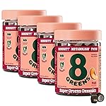 8Greens Supergreens Gummies | Super Greens Powder Superfood Gummy for Metabolism, Immunity & Focus, Digestive Health Enzymes, Organic: Chlorella, Spirulina, Aloe Vera, Peach Flavor, 200 Count